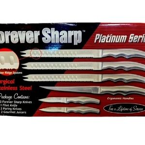 Forever Sharp Platinum Series 8 Pc Surgical Stainless Steel Knives